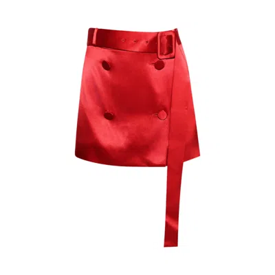 Pre-owned Ferragamo Mini Wrap Skirt 'new Red' | Women's Size 42
