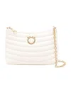 Ferragamo Mini Zipper Shoulder Bag In White