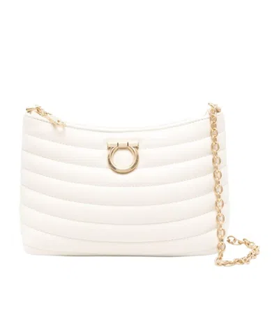 Ferragamo Mini Zipper Shoulder Bag In White