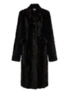 Ferragamo Mink-effect Single-breasted Coat In Brown