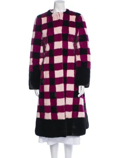 Pre-owned Ferragamo Mink Plaid Print Fur Coat In Multi