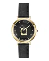 Ferragamo Minuetto Leather Watch In Black