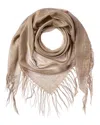 Ferragamo Mirage Silk & Linen-blend Scarf In Beige