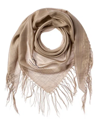 Ferragamo Mirage Silk & Linen-blend Scarf In Beige