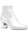 Ferragamo Mirrored Heel Leather Ankle Boots In Silver