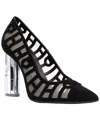 Ferragamo Mirrored Leather Heel Pump In Black