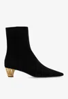 Ferragamo Mirta 40 Suede Ankle Boots In Black