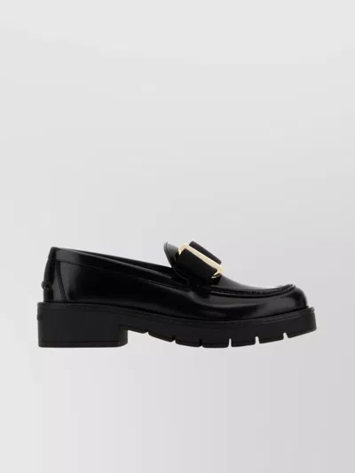 Ferragamo Mirty Loafers With Chunky Sole And Metallic Accent In Black