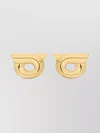 Ferragamo Geometric Stud Earrings Polished Finish In Yellow