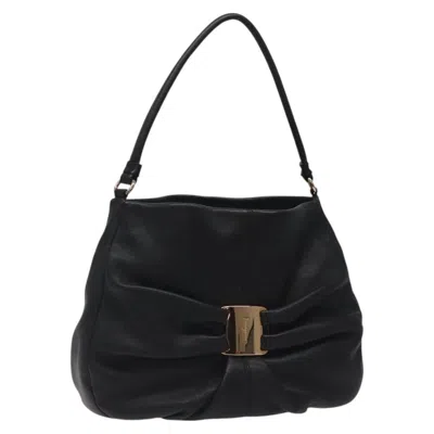 Pre-owned Ferragamo Miss Vara Giusy Hobo Leather Leather Shoulder Bag Bag () In Black