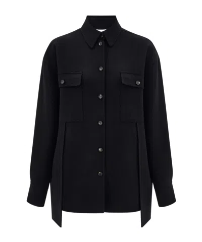 Ferragamo Mixed Cashmere Overshirt In Black