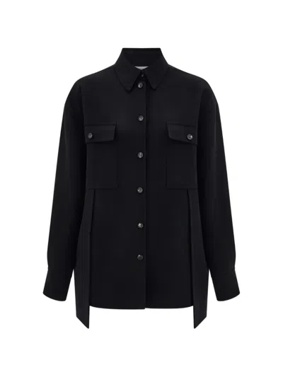 Ferragamo Mixed Cashmere Overshirt In Black