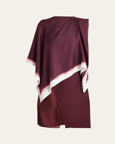 FERRAGAMO MIXED-PRINT MOULINE TWILL DRESS