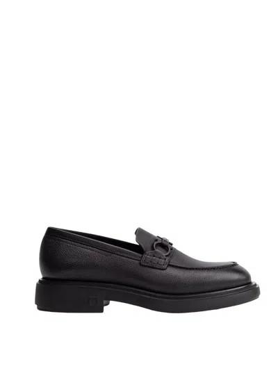 Ferragamo Mocasin With Black Gancini Decoration In Animal Print