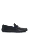 Ferragamo Gancini Leather Loafers In Blue