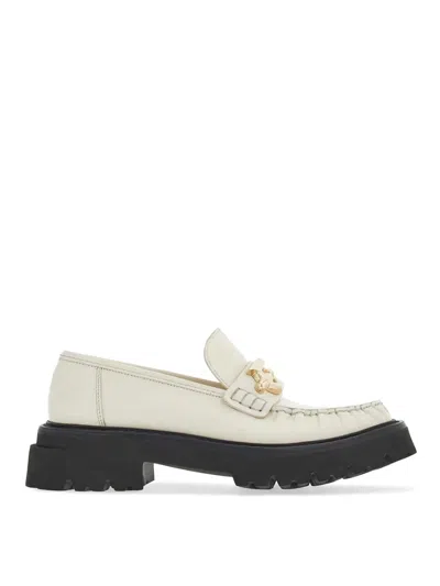 Ferragamo Gancini-plaque Loafers In White