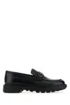 Ferragamo Leather Galles Loafers With Iconic Morset In Black