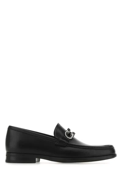 Ferragamo Grandioso2 Leather Loafers With Gancini Buckle In Black