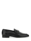 Ferragamo Black Leather Balty Loafers In Black