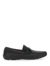 Ferragamo Black Leather Front Loafers In Black
