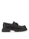 Ferragamo Chunky Sole Loafers With Metal Buckle Detail In Black