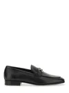 Ferragamo Balty Gancini Plaque Leather Loafers In Black
