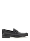 Ferragamo Grandioso Grained Leather Loafers In Black