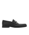 Ferragamo Gandioso Pebbled Moccasin With Gancini Ornament In Black