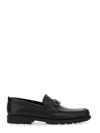 Ferragamo David Gancini Bit Leather Loafers In Black
