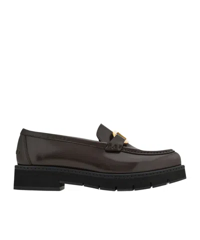 Ferragamo Moccasin With Gancini Ornament In Brown