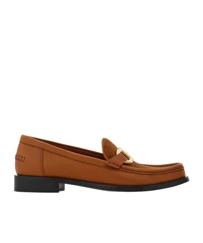Ferragamo Moccasin With Gancini Ornament In Brown