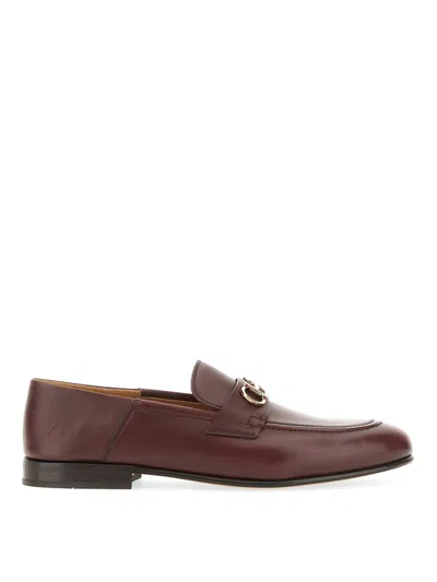 Ferragamo Moccasin With Gancini Ornament In Brown