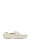 Ferragamo Stylish Round Toe Leather Loafers In White