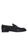 Ferragamo Salvatore  Hammered Leather Gancini Loafers Shoes In Black