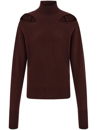 Ferragamo Mock-neck Cut-out Jumper In Red