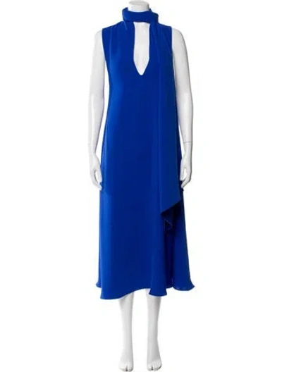 Pre-owned Ferragamo Mock Neck Long Dress In Blue