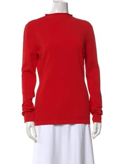 Pre-owned Ferragamo Mock Neck Long Sleeve Top In Red