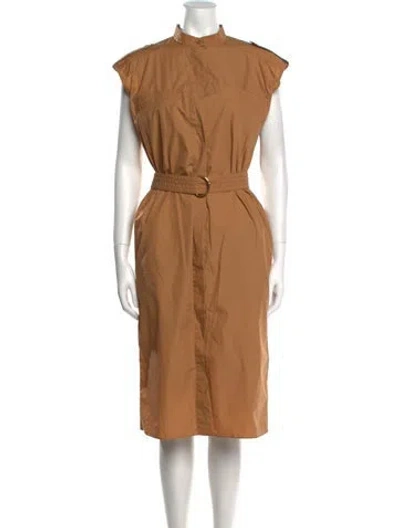 Pre-owned Ferragamo Mock Neck Midi Length Dress In Neutral
