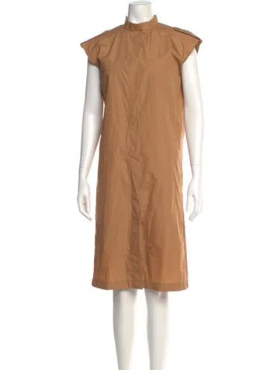 Pre-owned Ferragamo Mock Neck Midi Length Dress In Neutral