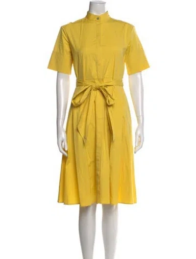 Pre-owned Ferragamo Mock Neck Midi Length Dress In Yellow