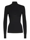 Ferragamo Mock-neck Ribbed Top In Black