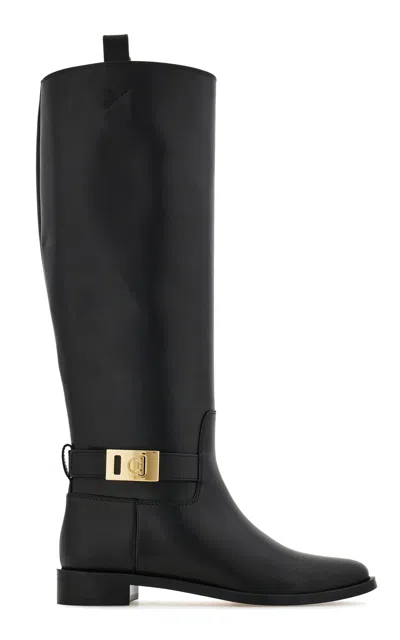 FERRAGAMO FERRAGAMO ZAKIA LEATHER RIDING BOOTS