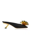 Ferragamo Black Heeled Sandals With Crystal Decoration On The Front In Fabric For Women In Black