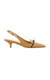 Ferragamo Slingback With Bow Mini Bow Detail In Brown