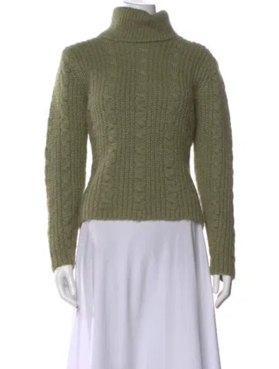 Pre-owned Ferragamo Mohair Turtleneck Sweater In Green