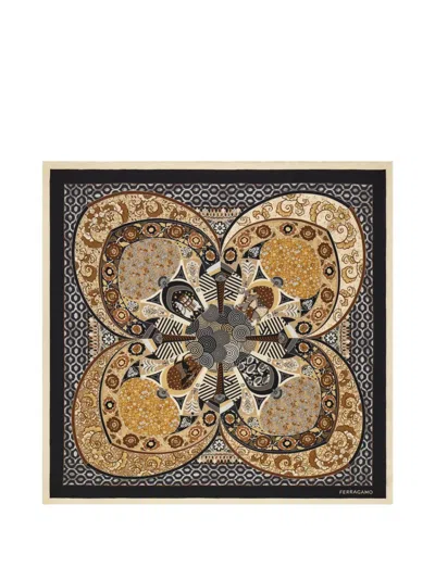 Ferragamo Monile Print Silk Scarf In Multi