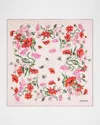 Ferragamo Monoflow Floral-print Satin Scarf In Cotton Candy
