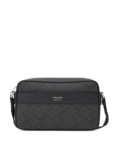 FERRAGAMO MONOGRAM CANVAS & LEATHER CROSSBODY BAG