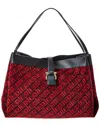 Ferragamo Monogram Canvas & Leather Tote In Blue