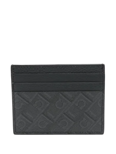 Ferragamo Monogram Card Case In Black